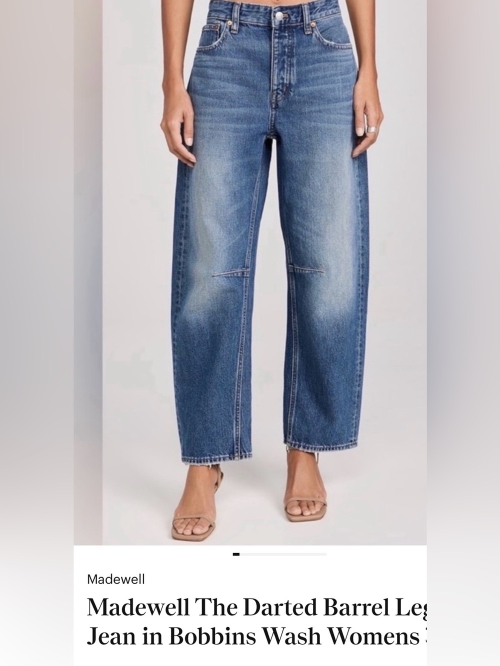 NWT Madewell Dobbins Wash darted barrel legged jeans New never worn original pkg